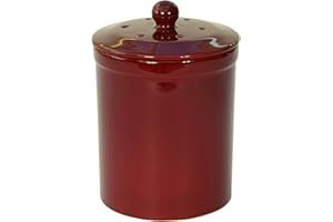 THE CADDY COMPANY Burgundy Ceramic Compost Caddy - Melbury Kitchen Ceramic Compost Bin for Food Waste Recycling