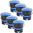Kuber Industries Pack of 6 Plastic Dustbin for Home with Pedal, Lid & Handle | 7 Ltr Dustbin for Kitchen, Bathroom & Office | Garbage Bin for Wet or Dry Waste | Check Dhakkan- Grey & Blue