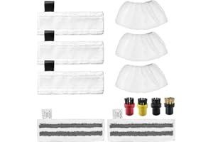 TONGBOKE Steam Cleaner Pads Accessories Set, Microfiber Steam Mop Cloth Cleaning Pads Set Accessories, Microfibre Cloth Cover Set, Steam Cleaner Accessory Set Compatible with Kärcher SC1/ SC2/ SC4 (White)