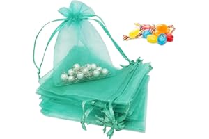 Amdonalo Organzasäckchen 15 * 20cm Große Geschenktüten Adventskalender für Hochzeit Geburtstag Weihnachten Geschenk Süßigkeiten Geschenke mit Schnur Packung mit 20(Mintgrün)