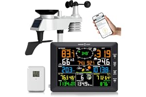 Urageuxy Professionell 14-i-1 Trådbunden WIFI-väderstation, Trådlös Väderstation Inomhus/Utomhus med Regnmätare, Anemometer
