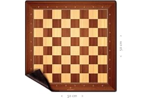 WOGAMAT Ancien modèle - Echiquier Traditionnel et Elegant - Tapis de Jeu Echec Souple - Design inspiré des Echiquiers en marqueterie Bois - Leger - Dimension 50 * 50 cm - Cases 50 mm