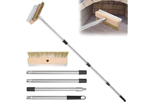 JOYOLEDER Pizzaofen Bürste, Pizzastein Bürste mit Stahlschaber, Reinigung Pizzaofen,Holzbackofen, Räucherofen, Drahtbürste mit Messingborsten Gewellt