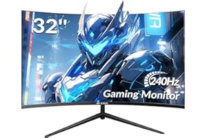 CRUA Gaming Monitor 32 Inch 240Hz, Curved PC Monitor Full HD 1080P 1500R Frameless Computer Monitor with FreeSync and Eye Care Technology, Supports VESA