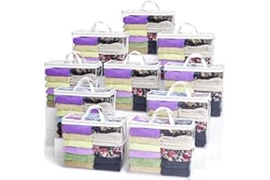 FORCANBY Clear Zippered Storage Bag Foldable Storage Bag, 22L Clear Storage Bags for Clothes, and Blanket Storage Bags for Bedding, CDs, Blankets, Comforters, Clothing & Toys (White, 10-pack)