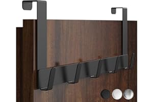 Menz Porte-manteau de porte à suspendre en acier inoxydable noir - Crochet de porte de qualité supérieure à suspendre comme porte-manteau ou porte-serviettes - Extrêmement résistant - Peu encombrant