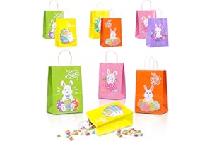 MIZIJIA Sacs en papier de Pâques de, 12 sacs de Pâques, sacs de bonbons, sacs cadeaux, sacs de lapin de Pâques, sacs de Pâques pour enfants (12 sacs de Pâques)