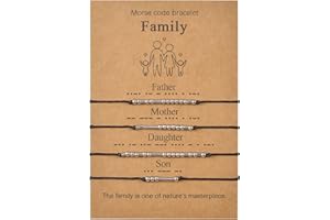 VU100 2/3/4 Codice Morse Bracciale Set Regalo Festa del Papà Regalo Gioielli Fatti A Mano Formato Regolabile Fatto A Mano per Papà Mamma Figlio Figlia Famiglia