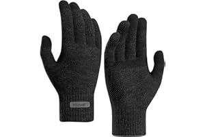 Milduall Winter Warm Gloves, Knitted Touch Screen Gloves Anti-Slip Thermal Gloves Cold Proof Mittens with Thickened Elastic Windproof Cuff for Outdoor Cycling Hiking Climbing Sports Bicycle