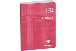Clairefontaine - 184078E - Agenda journalier Forum Metric - Agenda 1 jour à la page - Couverture cartonnée imprimée - 12 cm X 17 cm - août 2023 à Juillet 2024 - Coloris Rose