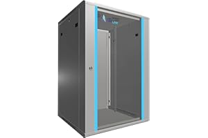 EXTRALINK Armario de Red 19 Pulgadas 18U 600x600 Montaje en Pared, Marco Auto-montable, Paneles Laterales Desmontables para UPS Switch, Vidrio Templado, Gris Armario Rack de servidores