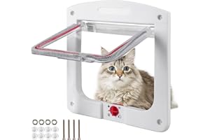Chatiere pour Chat Trappe Chat: YOYIAG Volets De Chat Porte Intérieure Aimant Chien Volets De Chien Col Blanc Ecran De Vol De Chat Et De Chien avec Porte Intérieure en Verre Tunnel à L'épreuve des