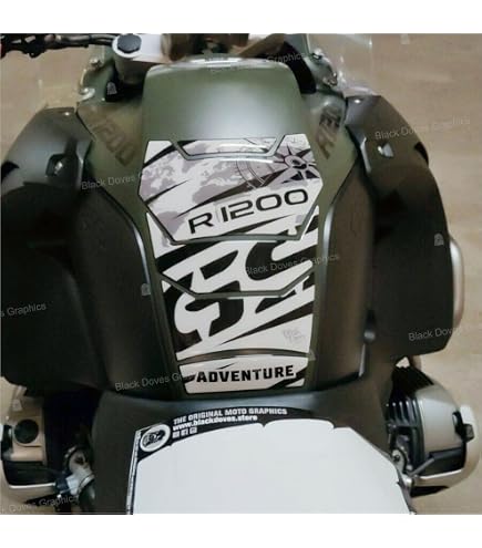 PARASERBATOIO RESINATO ADESIVO EFFETTO 3D, PER MOTO COMPATIBILE CON BMW R1200 GS 2008-2012, R 1200 (Black-Red-Blue