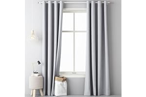 JEMIDI Cortina Opaca con Ojales - Cortina Individual Moderna de 140 x 250 cm con Anillas de Metal - para salón Dormitorio Cocina Comedor habitación