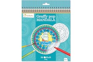 AVENUE MANDARINE My Mandarine Libro de Colorear Mandala Infantil, 36 Mandalas Precortadas Sobre Tema Mar, 250 g Diámetro 18.5 cm, a Partir de 6 Años, GY028O Mandala Graffy Pop