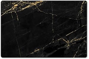‎KITCHENYEAH KitchenYeah© Platzsets Abwaschbar 6-Teilig 45x30 cm Tischsets Platzdeckchen rutschfeste Platzset Unterlage Tisch Set Esstisch Modern Placemats Marmoroptik - Luxus - Schwarz - Gold