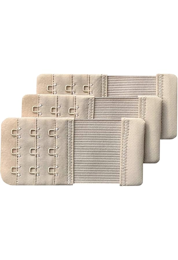Lot De 3 Rallonges De Soutien-gorge - Blanc, Noir, Beige, Crochet 2x2, Polyester