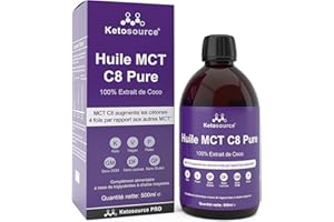 Huile MCT C8 | Augmente Les Cétones 4 Fois Par Rapport aux Autres MCT | Cétogène, Paleo & Végétalien | Bouteille en Plastique Sans BPA | Ketosource® (500ml)
