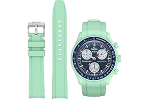 Stanchev Pasek do zegarka Omega x Swatch MoonSwatch, Speedmaster, 20 mm, miękki, gumowy, zamiennik, bezszwowy, zakrzywiony, dla mężczyzn i kobiet