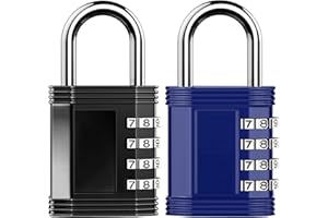 YETEDOLE Combination Padlock, 2-Pack Padlock for Gym Locker, 4 Digit Black Combination Lock for School Locker, Shed, Fence, Hasp, Garage (Black&Blue)