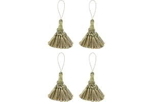 Fenghuangwu Set of 4 Elegant Polyester Tassel Colorful Craft Tassels Charms Key Tassel DIY Accessories for Curtain and Home Decor (Green)