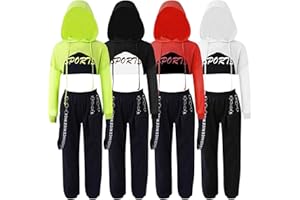 Barielle 10011 Traje de Hip Hop de tres piezas para niños, sudadera con capucha con mangas de malla, pantalones cargo con diseño de cadena, traje de baile, 134-176