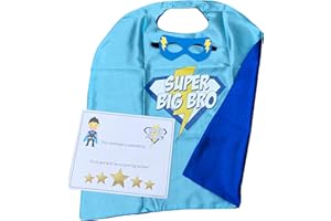 SASS PARTY & GIFTS Big Sister/BrotherSuperhero Cape & Mask - New Sibling Gift - Super Big Sis & Super Big Bro