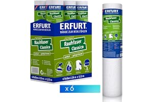 Erfurt Grovfiber CLASSICO vit råfibertapet kan målas överstrykningsbar klassisk strukturell tapet 6 rullar 20 x 0,53 m
