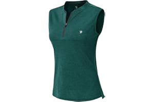 YSENTO Womens Sleeveless Golf Polo Shirts Zip UP Tennis Sports Athletic Tank Tops UPF 50+