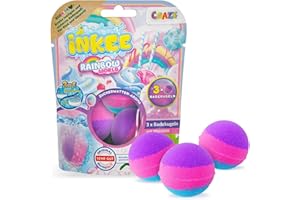 INKEE Pack Color Rainbow World - Confezione da 3 bombe da bagno profumate per bambini, 3 palline da bagno con 3 diversi strati di colore (rosa, viola e blu), aroma di zucchero filato e olio di argan