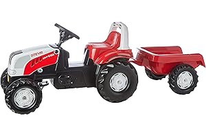 Rolly Toys Trattore a Pedali Kid Steyr 6190 CVT con Roll Bar e Rimorchio, Large, 01 251 0