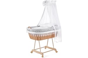 ‎WALDIN Waldin Stubenwagen-Set mit Ausstattung,XXL,Bollerwagen,komplett,9 Modelle wählbar,Stoffe grau/Punkte grau