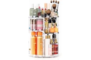 HOOMOOZ Rangement Maquillage Transparent 360° Rotatif, Organisateur Rangement 7 Couches Réglables Grande Capacité, Makeup Organizer Salle de Bain, Présentoir Cosmétique Parfum pour Coiffeuse