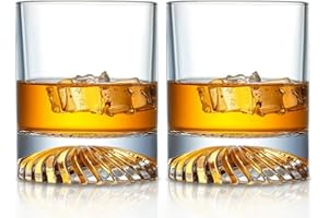 LEKUNI Vasos Whisky Cristal Set Of 2, 340ml Vasos De Whisky, Regalos Para Hombre Para Hombres Y Mujeres Que Beben Bourbon Escocés, Cócteles, Ron, Coñac, Vodka En El Bar De Casa