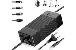 Shiptree 42V 3A Ladegerät für Scooter mit Lüfter, für 36V Batterie, Hoverboard Ladekabel mit 4 Anschlüssen, E Scooter Ladegerät - Kompatibel mit Ninebot, Xiaomi M365, M365 Pro, Pro2, Mi 3 und Mehr