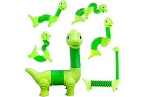 GYTERA Animal Pop Tubes Fidget Toy, Fidget Tubes Sensory Toys for Autism Children or Adults, Sensory Tubes Fidget Toy for Kids Toddler, Stress Relief Toy, Party Bag Fillers for Kids (Brachiosaurus)