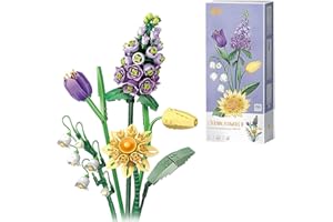 fun4kid Juego de construcción de Ramo de Flores, Bloques de construcción de Flores Artificiales, decoración del hogar, colección botánica de 534 Piezas para Adultos
