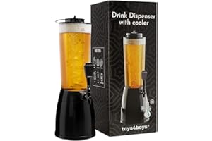 Toys4Boys Biersäule Mit Kühlung - Biertower 2.5 L Mit Zapfhahn - Schwarz Zapfanlage Mit Kühlung für Bier - Party Bierzapfanlage Mit Kühlung - Tower Getränkesäule Bier Spender - Säule Alkohol