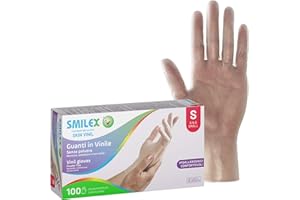 Bericah Smilex,Skin Vinil, Guanti in Vinile, Senza Polvere, Taglia S,100 Pezzi
