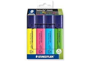 STAEDTLER 364 C4 Textsurfer Classic Highlighter - Assorted Colours (Card Pack of 4)