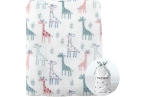 CREVENT - Manta para bebés suave, ligera, cómoda y cálida ideal para recién nacidos y niños pequeños, válida para todas las estaciones y unisex (estampado con jirafas, 76 x 102 cm)