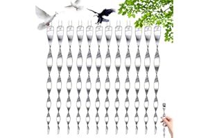 Amebleak 12 PCS Répulsif Oiseaux, Répulsif Oiseaux Reflechissants Rotatif, 30 cm Barre Oiseaux 360 Degrés Réfléchissant en Spirale Lumineux, pour Balcon, Arbres Fruitiers, Potager