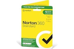 NORTONLIFELOCK Norton 360 Standard 2023, Antivirus software for 1 Device and 1-year subscription with automatic renewal, Includes Secure VPN and Password Manager, PC/Mac/iOS/Android, Activation Code by Post