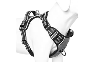 HEELE Pettorina Cane, Imbracatura Sganciata Rapido dal Collo, Pettorina Anti-tiro Riflettente e Regolabile con Maniglia Comoda, Morbida e Imbottita per Cani Piccola Media Grande, Grigio XL