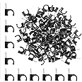 LAMXD Round Black Cable Clips, for Cables 9mm, Box of 100, Skirting Wire Nail Clips, Cable Tacks for Ethernet, Electrical Cables, Wires