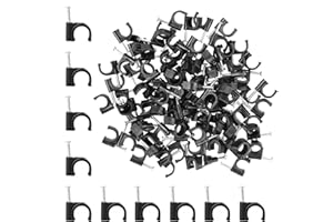 LAMXD Lot de 100 clips ronds noirs pour câbles de 9 mm, pinces à clous pour fil de plinthe, attaches de câble pour Ethernet, câbles électriques, fils