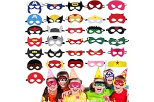 LGZIN 31 Stück Superhelden Masken, Filz Superhero Cosplay Party Masken, Kinder Cosplay Masken, Halbmasken Kinder, Filz Masken, für Kinder und Erwachsene Party Maskerade