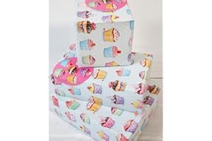 Abacus Cards 04019A "Cupcakes Galore" Gift Wrap Pack with2 Sheets & 2 Tags, Plastic Free & FULLY RECYCLABLE