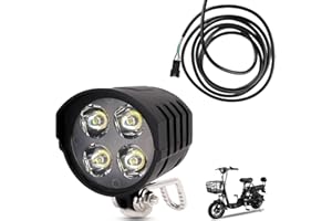 HERCHR Faro De Bicicleta Eléctrica, 12W Luz De Bicicleta Súper Brillante Luz De Bicicleta Eléctrica Impermeable 36V 48V 52V 60V Faro De Bicicleta para Bicicletas Eléctricas Y Scooters