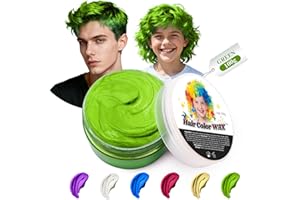 JJKOL Coloration Temporaire Cheveux Hommes et Femmes, Cire Colorante Cheveux Vert, Pour fête Cosplay et Halloween, Effet instantané, Lavable